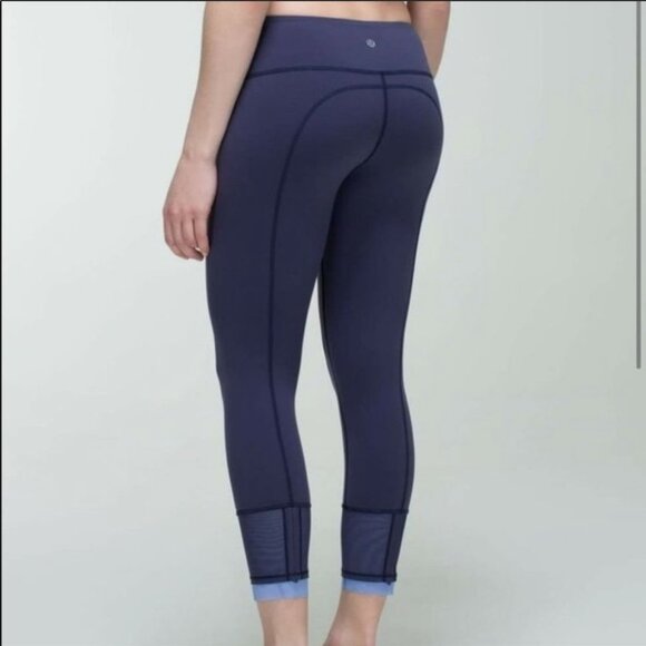 Lululemon Find Your Flow Crop Leggings Navy Blue - Picture 1 of 13
